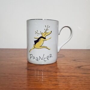 Pottery Barn Christmas Holiday Prancer Reindeer Coffee Mug Cup